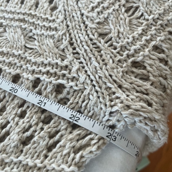 LUCKY BRAND Cream Open-Front crotchet knit Sweater bohemian neutral XL - Picture 6 of 9
